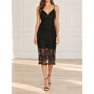 NWT Bardot Lola Lace Slip Dress Size 4 / XS Black Midi Bodycon Cocktail Party